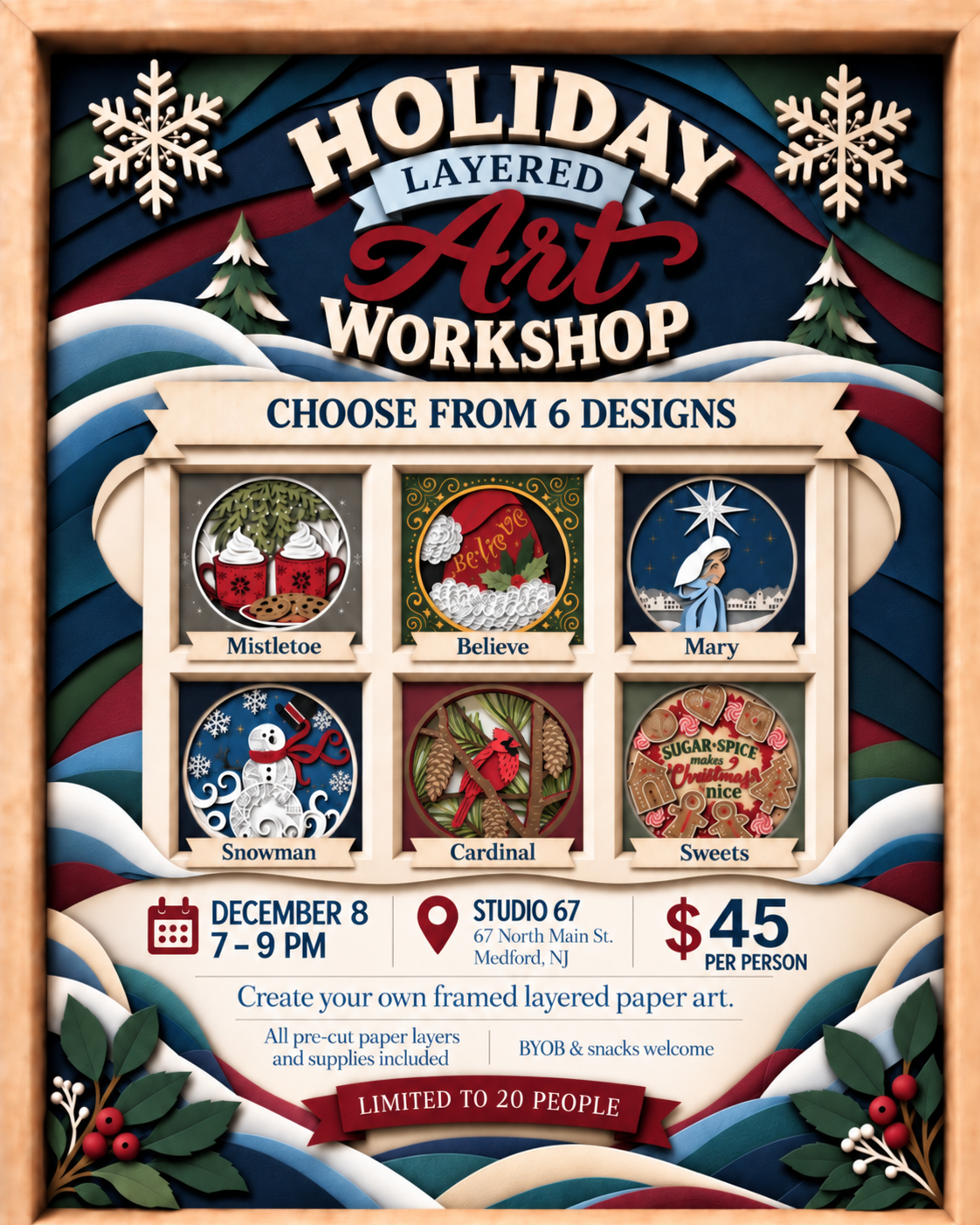 Holiday Dec 8th Layered Art Workshop | Studio 67