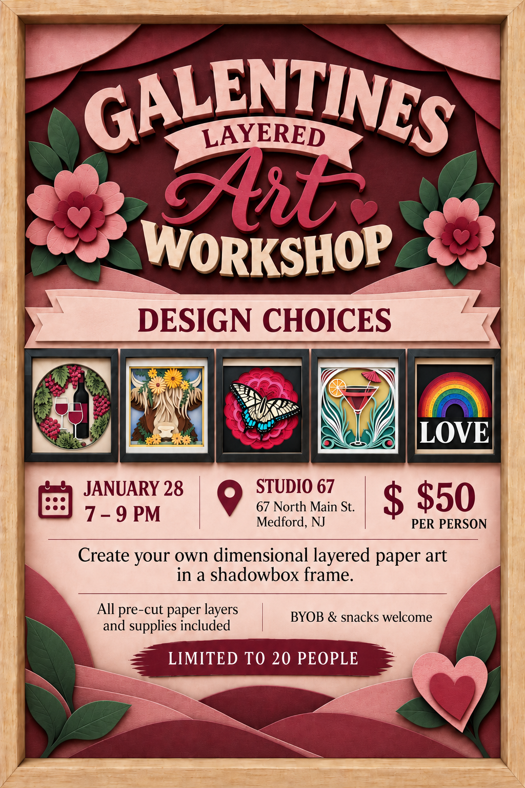 Galentine's Jan 28th Layered Art Workshop | Studio 67