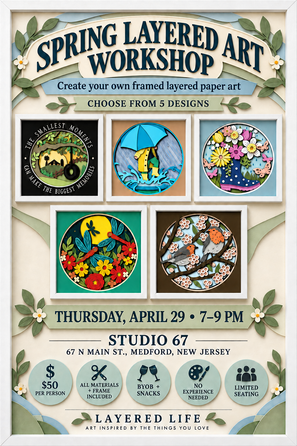 Spring April 29th Layered Art Workshop | Studio 67
